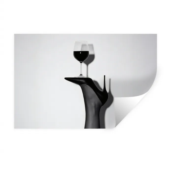 Hak - Wijn - Minimalistisch - Zwart Muursticker klein -3d