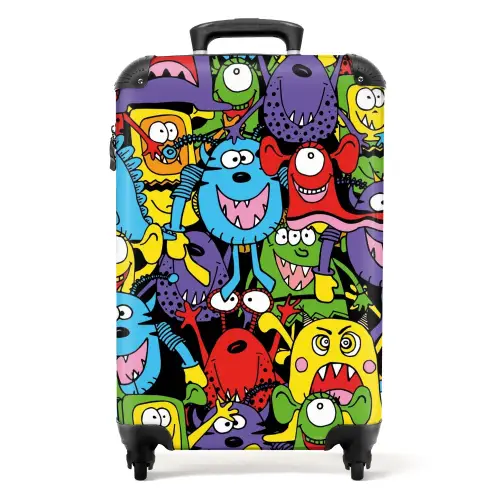 Monsters met Felle Kleuren NBS - Handbagage koffer - Unisex middel -productfoto_recht