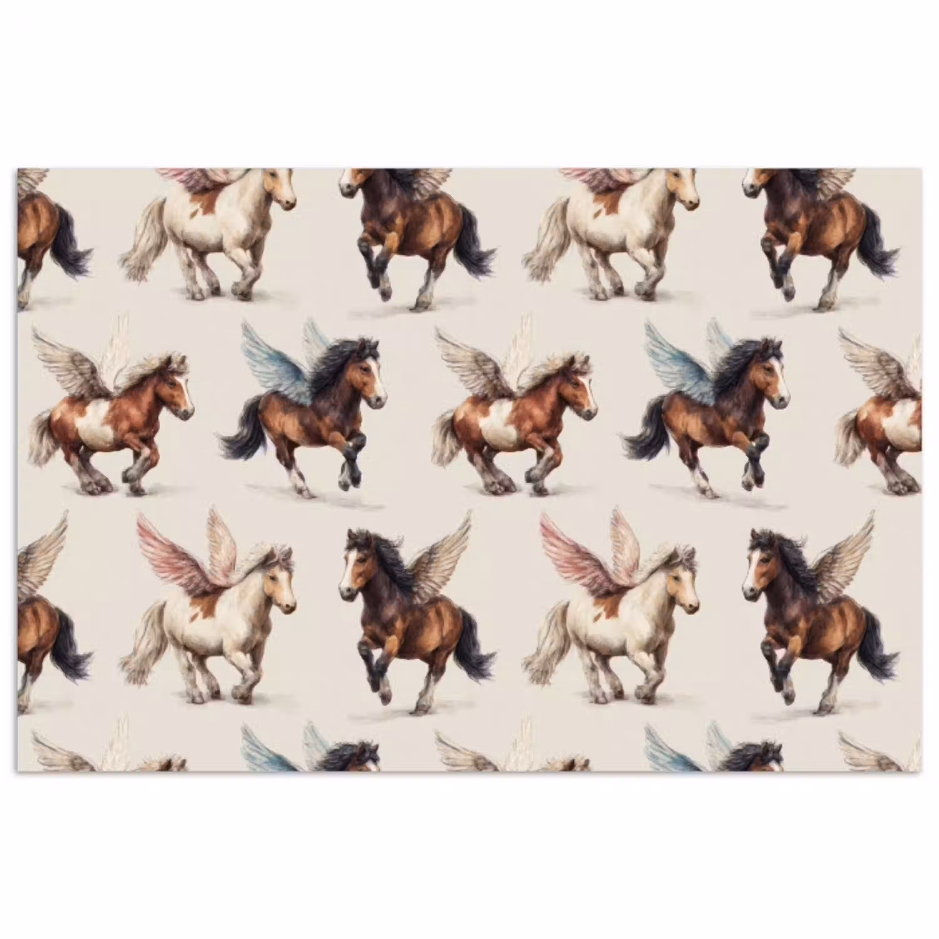 Paarden - Vleugels - Kleurrijk poster papier klein 62 -3d