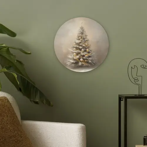 Kerst - kerstboom - Sneeuw - Art Akoestische PET Vilt - Rond klein -sfeer2