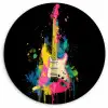 Gitaar - Kleurrijk - Verf Wandcirkel kunststof plaat 5mm dik klein -3d
