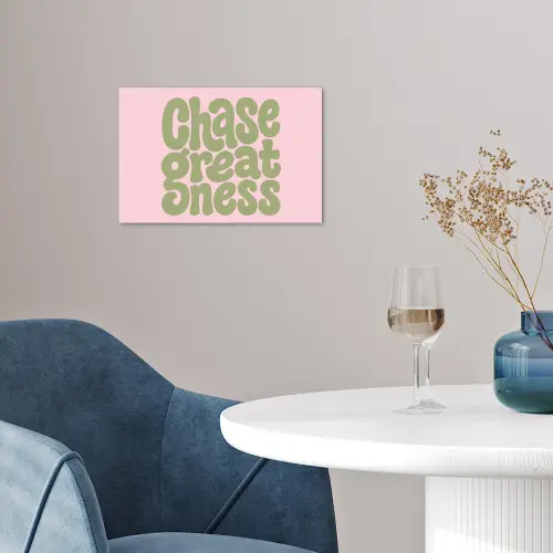 Chase greatness - Groen - Roze - Retro poster papier klein -sfeer3