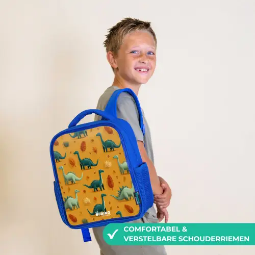 Dino - Dieren - Patroon Kinderrugzak - Blauw middel -sfeer3_NL
