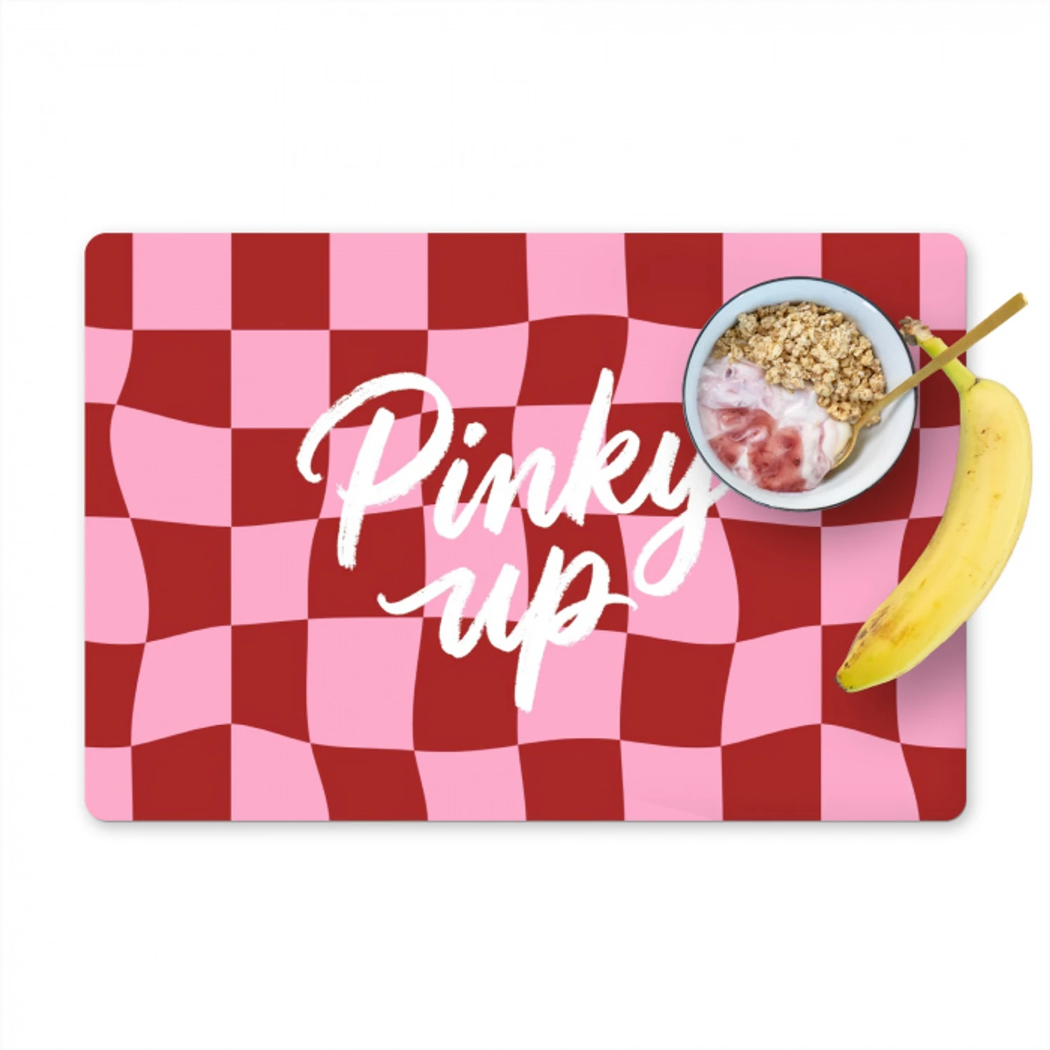 Pinky up - Geblokt - Bordeauxrood Placemat vinyl groot -zzzproduct_Kitchenyeah-website