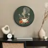 Kop - Bloemen - Groen - Koffie Fotolijst rond zonder passe partout klein -sfeer1
