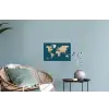 Wereldkaart - Donkerblauw - Beige Muursticker klein -plant