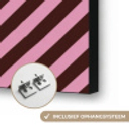 Strepen - Roze - Bruin Textielframe zwart klein 947 -USP_ophangsysteemNL