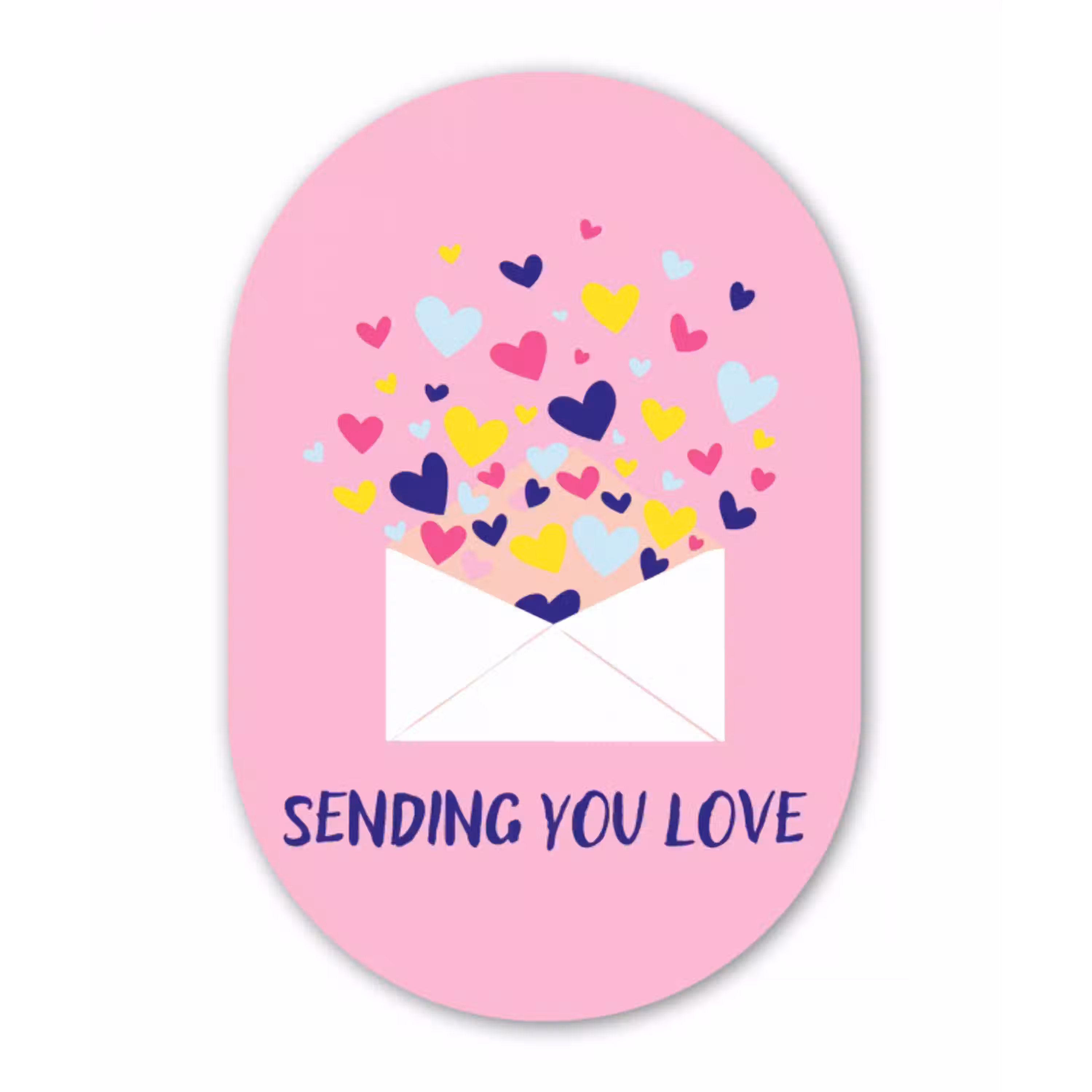 Envelop - Love - Hartjes - Valentijn Wandcirkel Ovaal Glas middel -3d