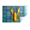Kreeft - Geel - Blauw - Tegels Muursticker klein -3d