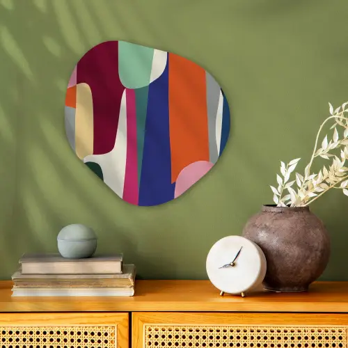 Vormen - Ritmisch - Kleuren - Abstract Wandcirkel Organisch Forex 3mm klein -sfeer2