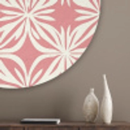 Roze - Bloemenmotief - Wit - Modern Akoestische PET Vilt - Rond klein 838 -sfeer5_closeup