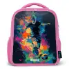 Neon - Voetballer - Kleurrijk Kinderrugzak - Roze middel -3d