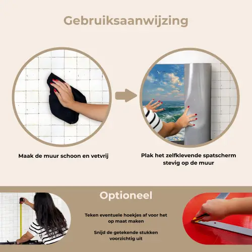 Zee - Golven - Rotsen - Meeuwen keuken achterwand spatscherm klein -gebruiksaanwijzing_NL