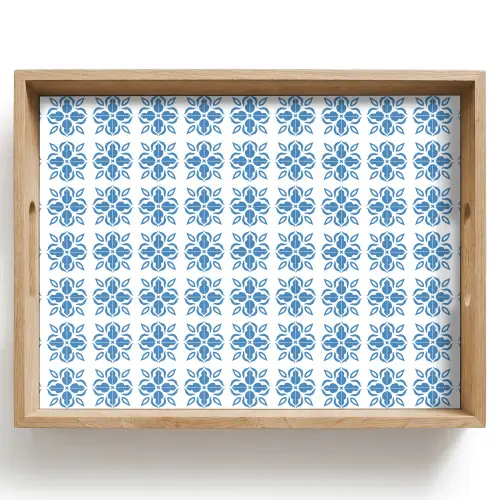 Blauw - Wit - Tegel - Patroon Dienblad Rechthoek middel 911 -z3d_shopping