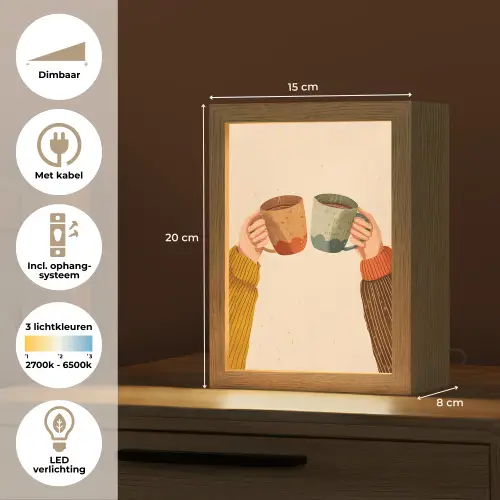 Illustratie - Mokken - Proosten - Bruin Light Box met kabel (Tafellamp) klein -USP_NL