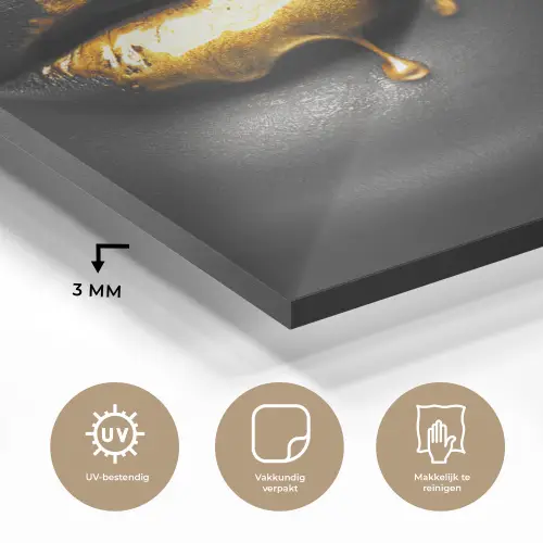 Vrouw - Zwart - Goud - Gezicht - Lippen plexiglas 5mm klein -sfeer2