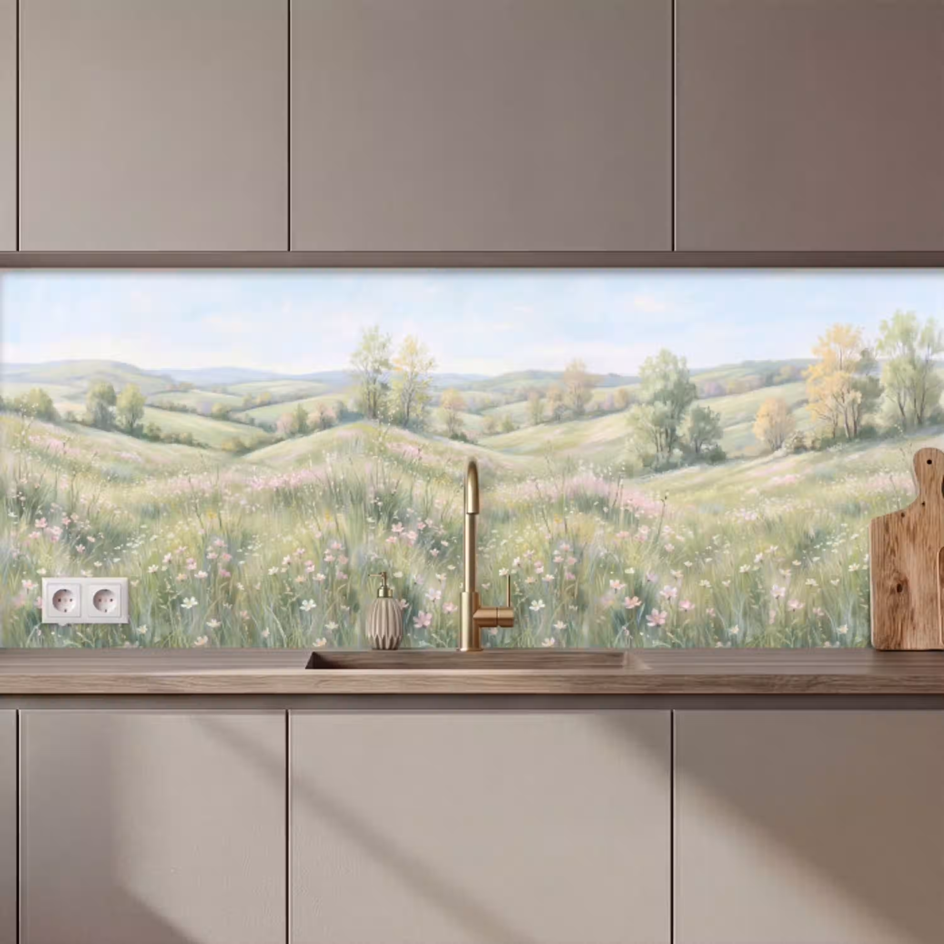 Bloemen veld - Bloemen - Groen keuken achterwand 2 middel zz_3dshopping
