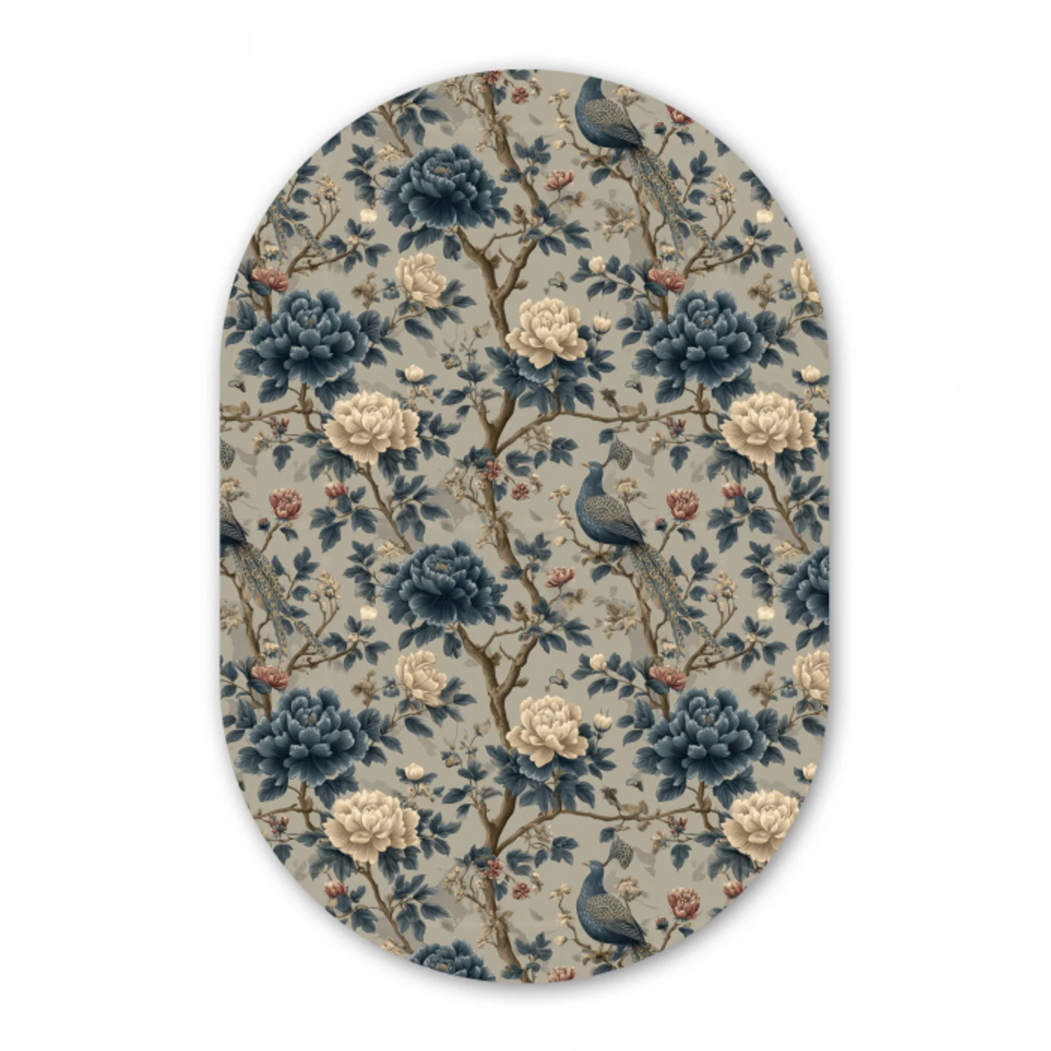 Pauw - Bloemen - Blauw Wandcirkel Ovaal Forex klein 630 -3d