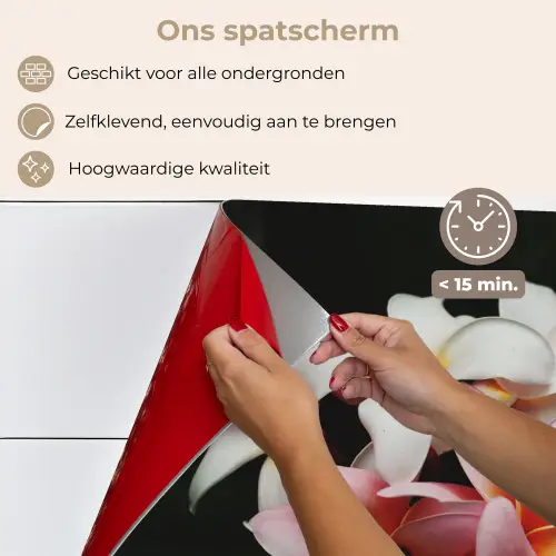 Bloemen - Roze - Zwart - Flora - Botanisch keuken achterwand spatscherm klein -spatscherm_NL