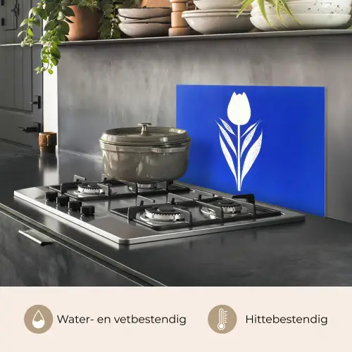 Tulp - Minimalistisch - Bladeren - Wit keuken achterwand spatscherm klein -usp_NL