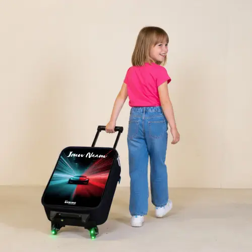 Sportauto - Blauw - Neon - Stad Kinderkoffer - Zwart klein -sfeer1