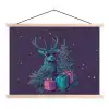 Rendier - Zonnebril - Neon - Kerstboom textielposter latten blank klein -3d