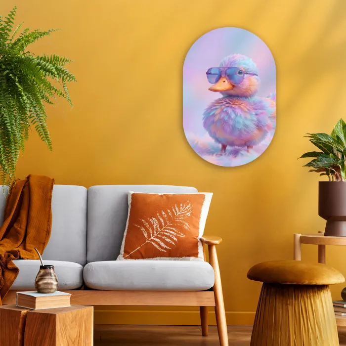 Eend - bril - Pastel Wandcirkel Ovaal Forex klein -sfeer4