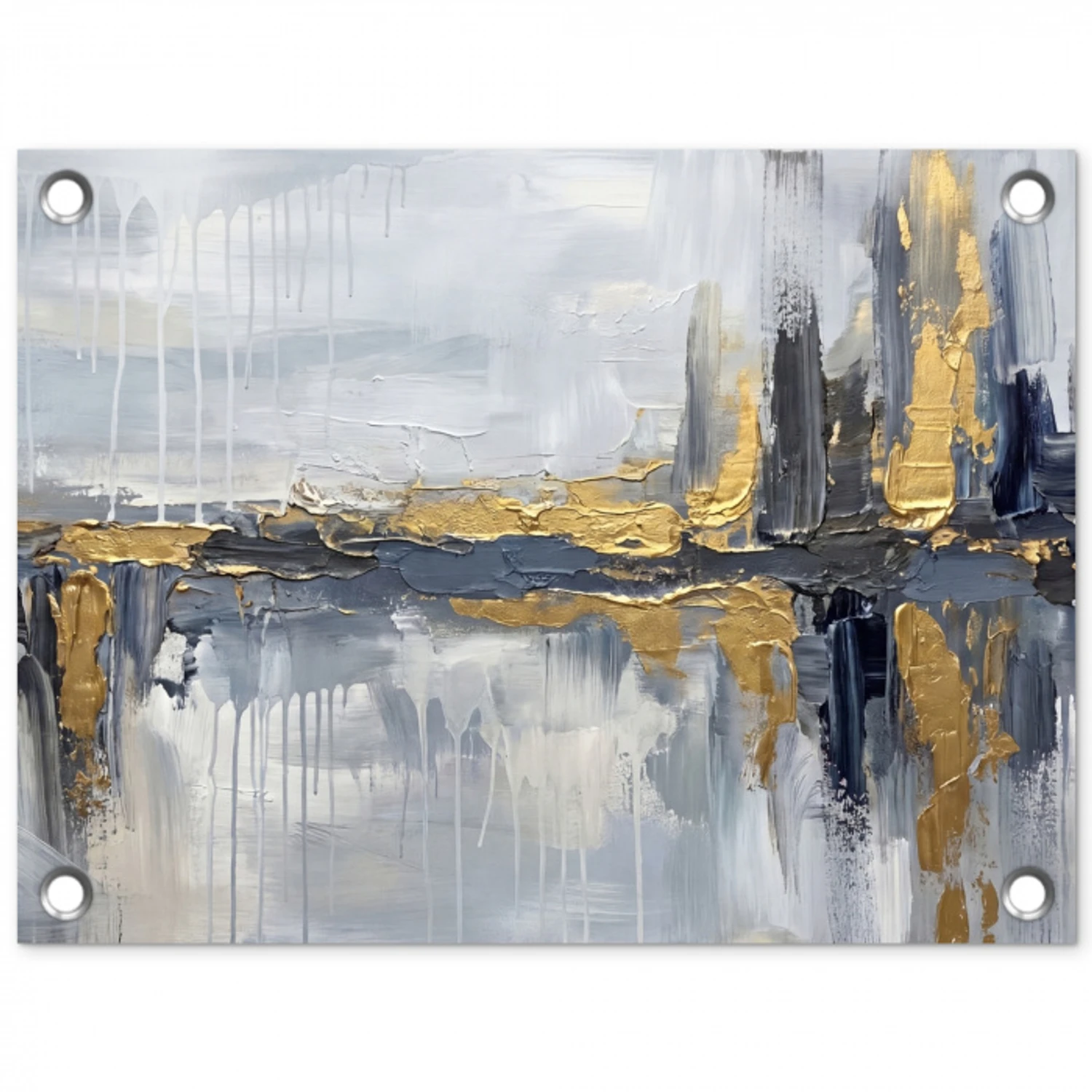 Abstract - Structuur - Goud - Grijs - Modern tuinposter los doek klein -3d