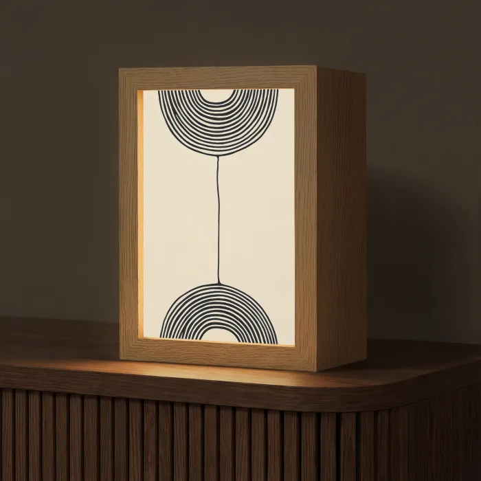 Geometrische bogen - Minimalistisch - Symmetrisch Light Box met kabel (Tafellamp) klein -z3d_website