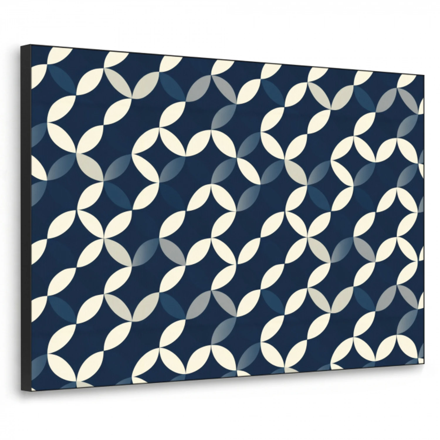 Abstract - Patroon - Blauw Textielframe zwart klein 947 -3d