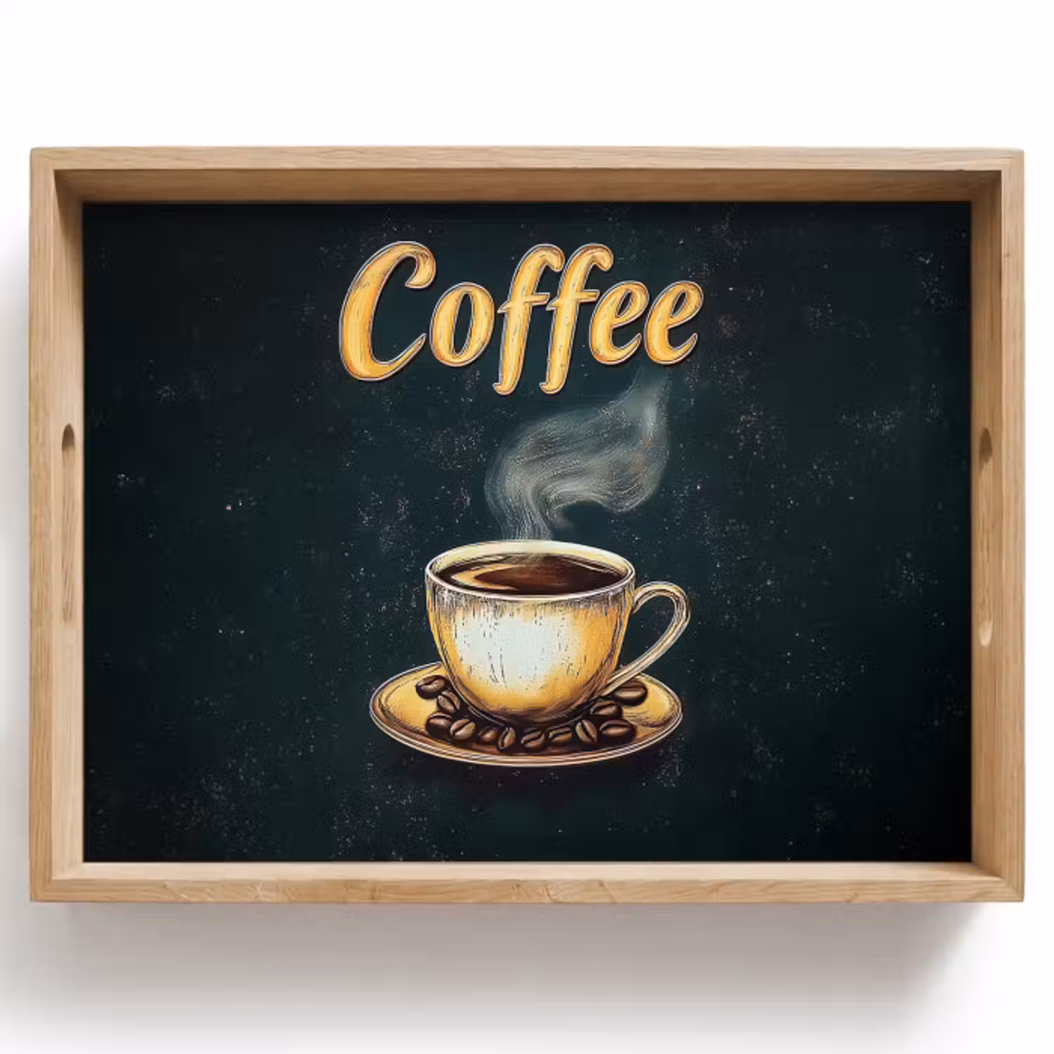 Dienblad - Koffie - Schotel - Koffiebonen - Retro