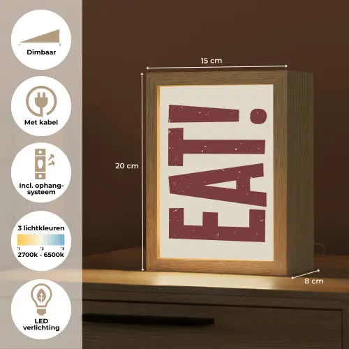 Red - Eten - Vintage - Decoratie Light Box met kabel (Tafellamp) klein -USP_NL