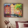 Olieverf - Amsterdam - Kunst - Kleurrijk Textielframe zwart klein -sfeer1