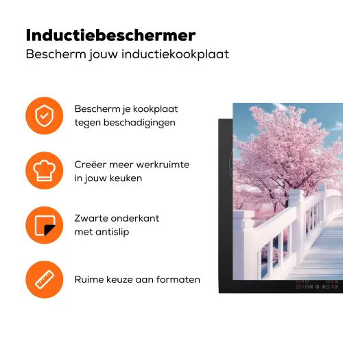 Brug - Kersenbomen - Wit Inductie beschermer vinyl 3mm klein -zzzzzzz-td-ups