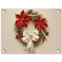 Deurkrans - Strik - Kerst - Rood - Groen tuinposter los doek klein -3d