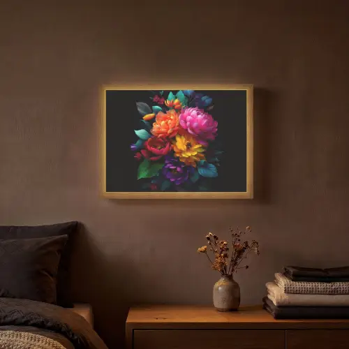 Boeket - Bloemen - Kleur Light Box met batterij (Wandlamp) middel -sfeer4