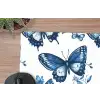 Blauw - Vlinders - Bloemen - Wit muismat rubber klein 262 -closeup