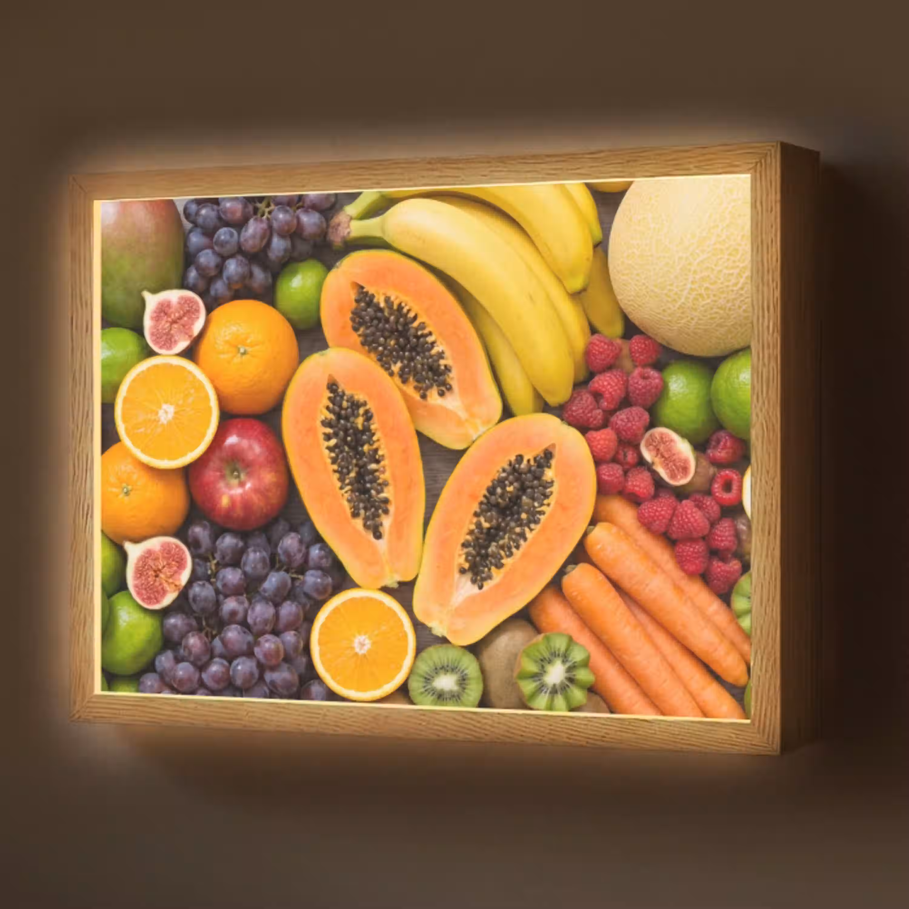 Eten - Fruit - Groenten - Vers - Kleurrijk Light Box met batterij (Wandlamp) middel -z3d_website