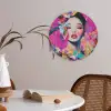 Vrouw - Portret - Abstract - Paars Akoestische PET Vilt - Rond klein -sfeer3