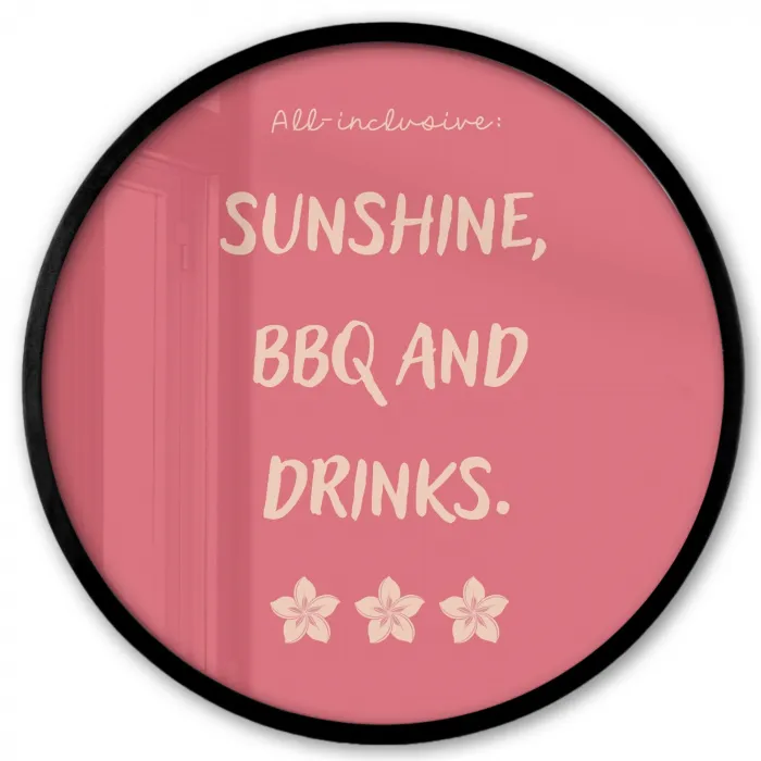 BBQ - Quote - Roze - Zomer Fotolijst rond zonder passe partout klein -3d