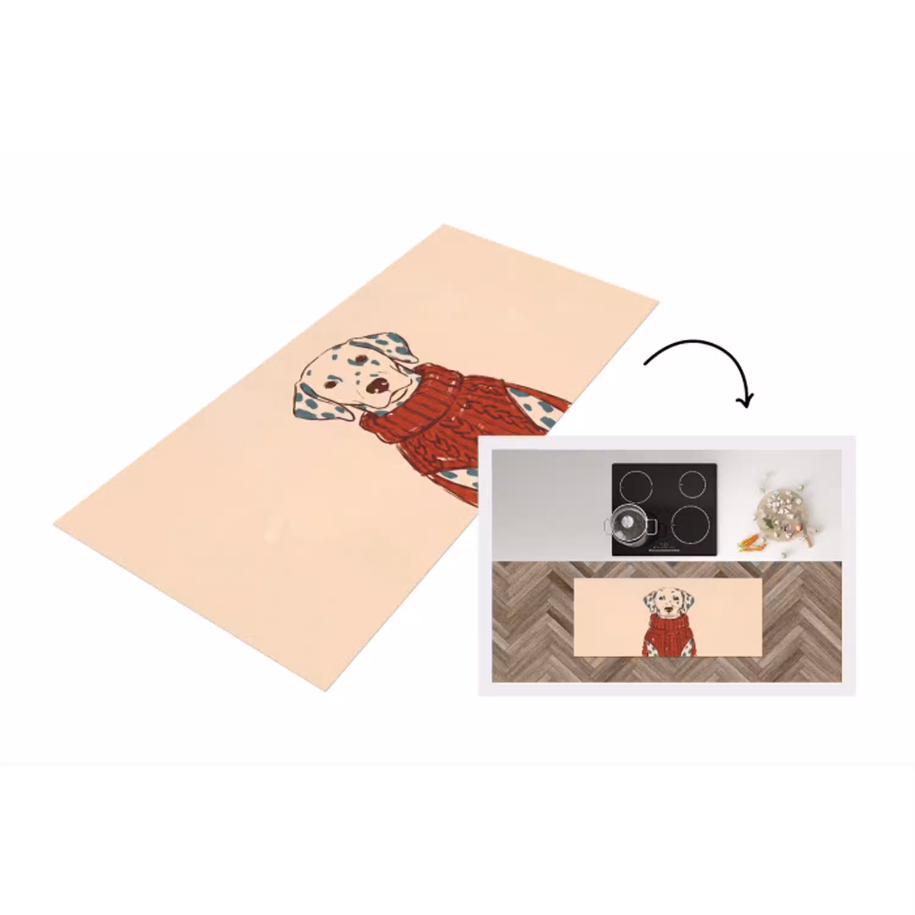 Hond - Trui - Winter - Dieren - Rood Keukenloper - keukenmat middel -3d