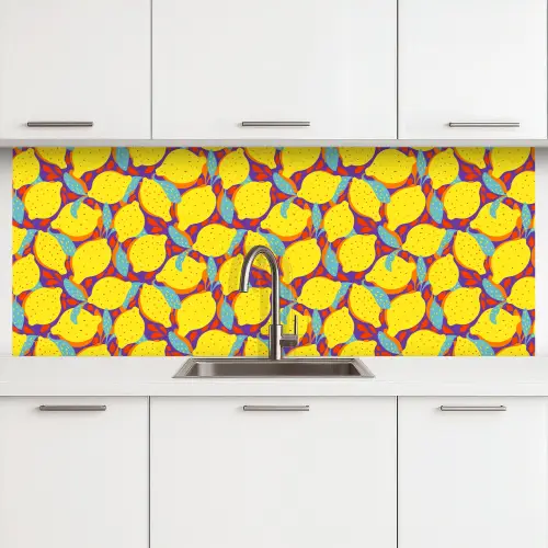 Citroenen - Geel - Stippen - Oranje keuken achterwand 2 middel 871 -3d