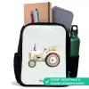 Beige vintage tractor in pastel groene kleuren Rugzak - Zwart middel -inhoud_NL