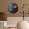 Wereldkaart - Edelstenen - Regenboog - Ruw Wandcirkel kunststof plaat 5mm dik klein -sfeer1