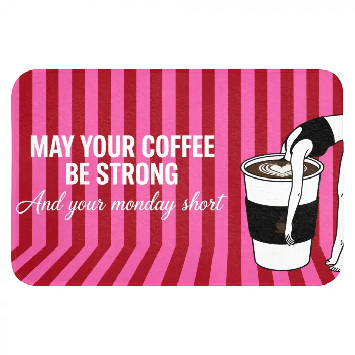 Roze - Strepen - Koffie - Maandag Badmat klein -3d