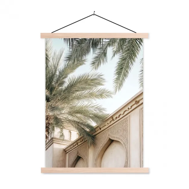 Hanging Poster - Building - Palm trees - Beige - Sun