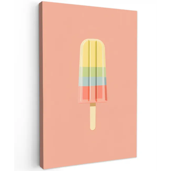Waterijsje - Pasteltinten - Minimalistisch Tuinposter op houten frame 2 cm dik klein -3d
