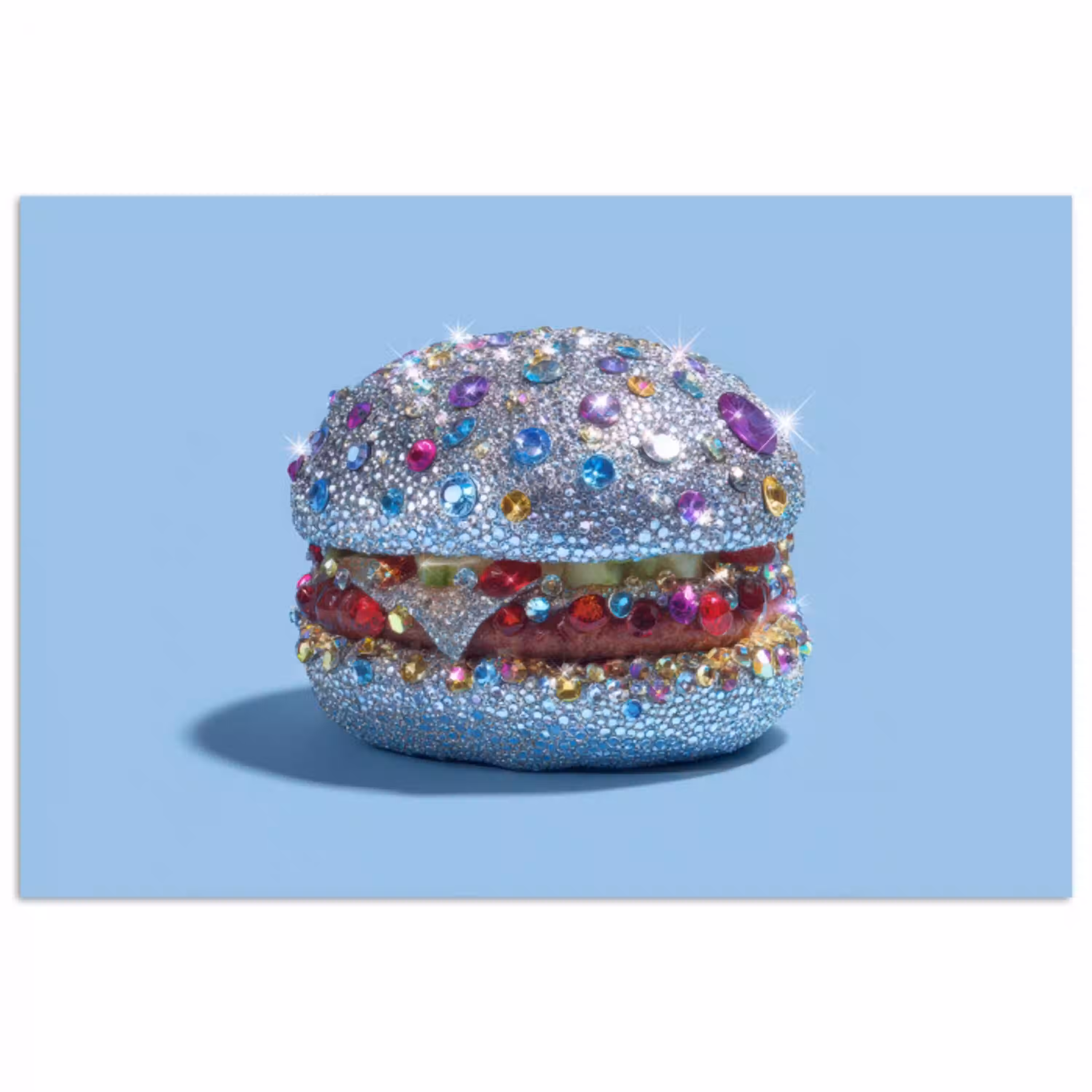 Glitters - Hamburger - Blauw poster papier klein -3d
