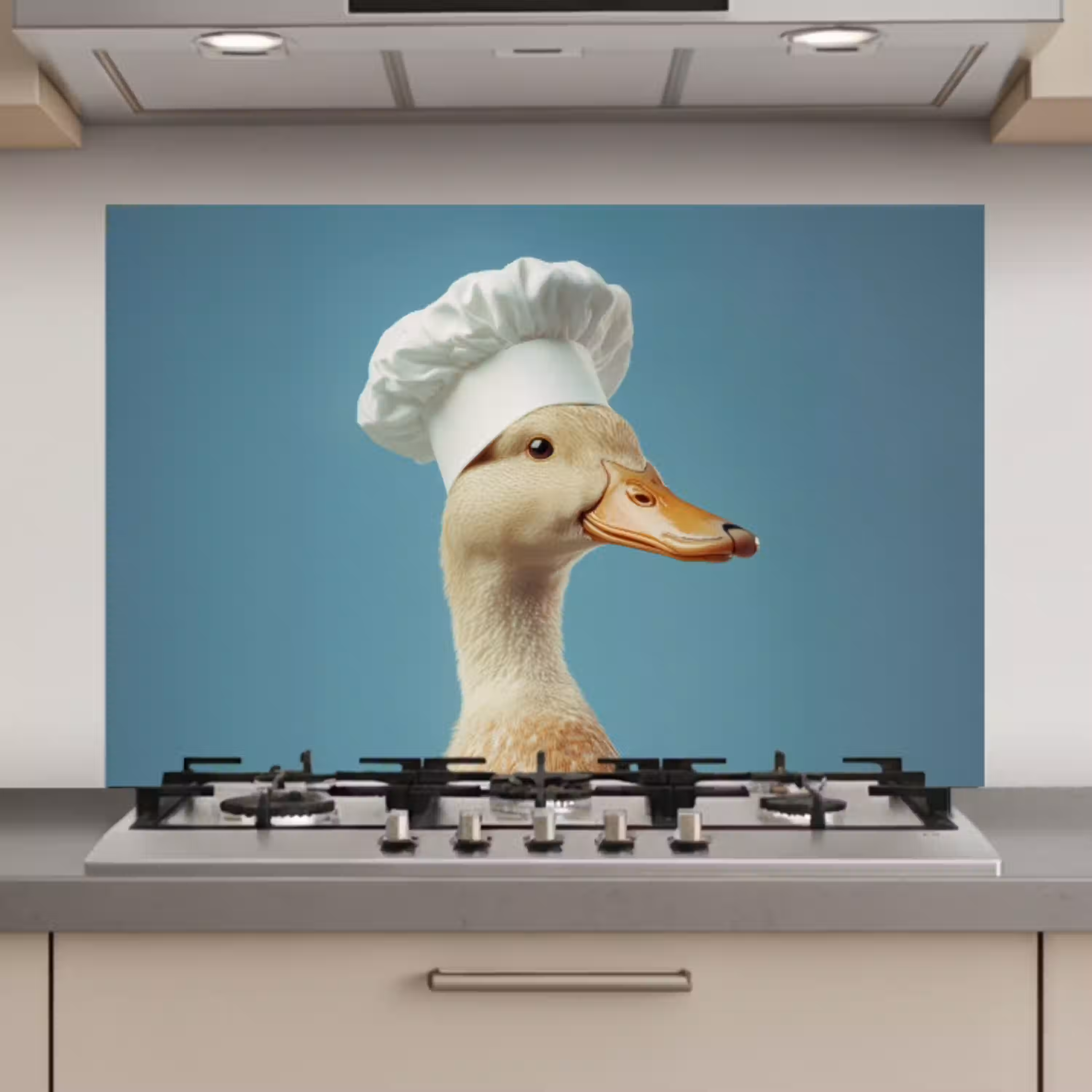 Eend - Koksmuts - Cute - Vogel keuken achterwand spatscherm klein -3d_website