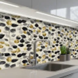 Botanisch - Goud - Zwart keuken achterwand 2 middel 871 -3d_schuin